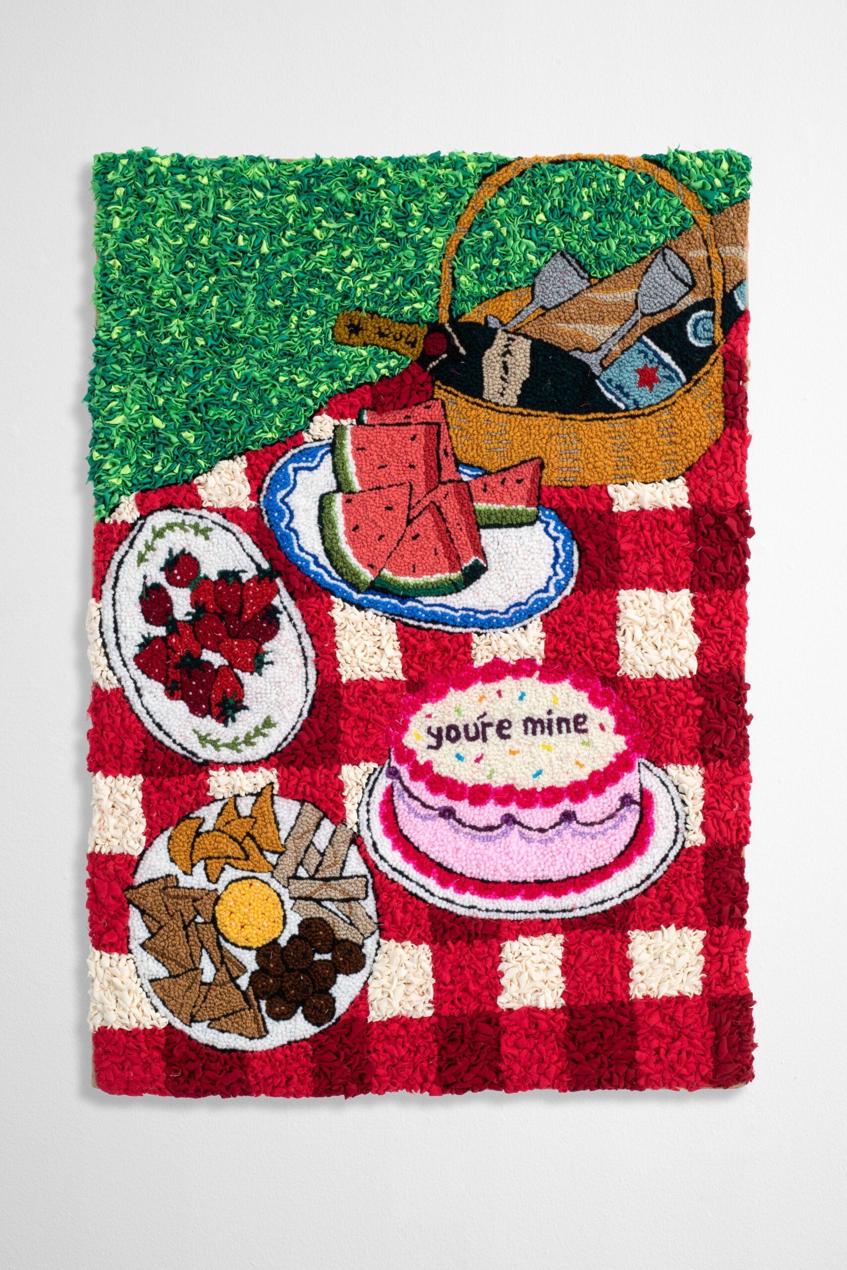 Talia Ramkilawan. I’d spend everyday with you/ if it’s enough to make you mine, 2022. Wool and cloth on hessian. 89 x 61 x 4 cm (Courtesy of WHATIFTHEWORLD)