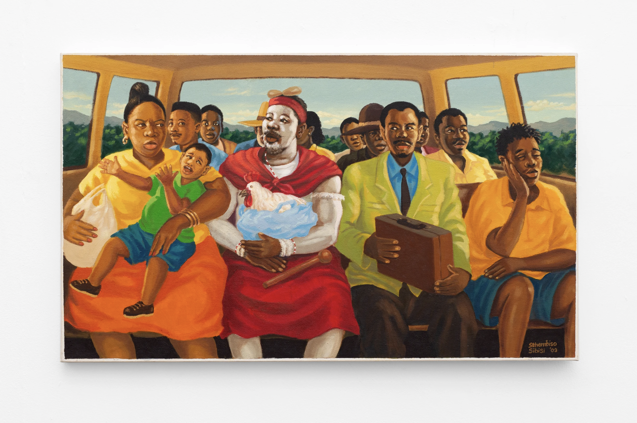 Sithembiso Sibisi. Taxi Group, 2003. Oil on canvas. 46.5 x 78.5cm. (Courtesy of SMAC)