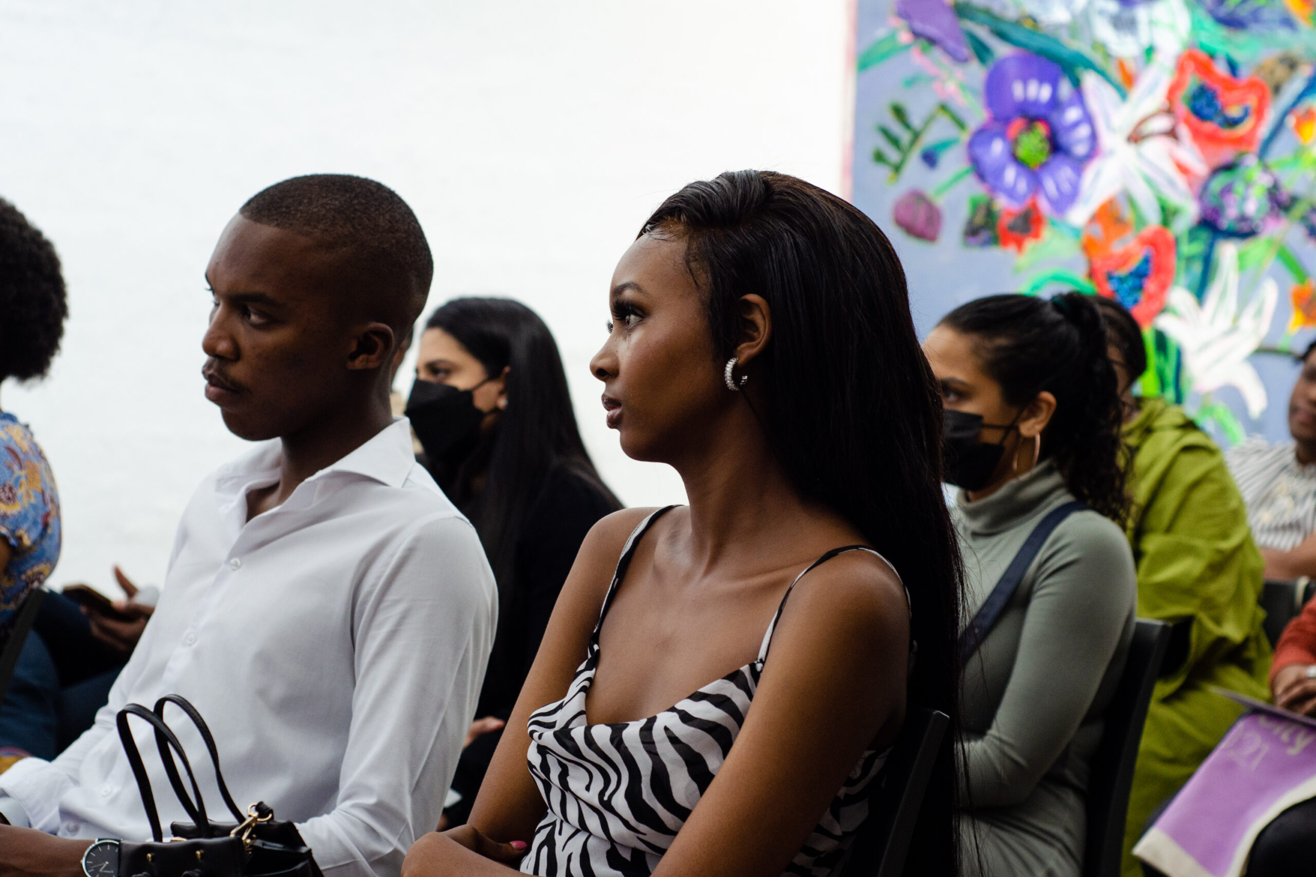 BMW Young Collectors Co. Members listen to Georgina Gratrix in conversation with Sthenjwa Luthuli at KZNSA Gallery. (Courtesy of BMW Young Collectors Co.)