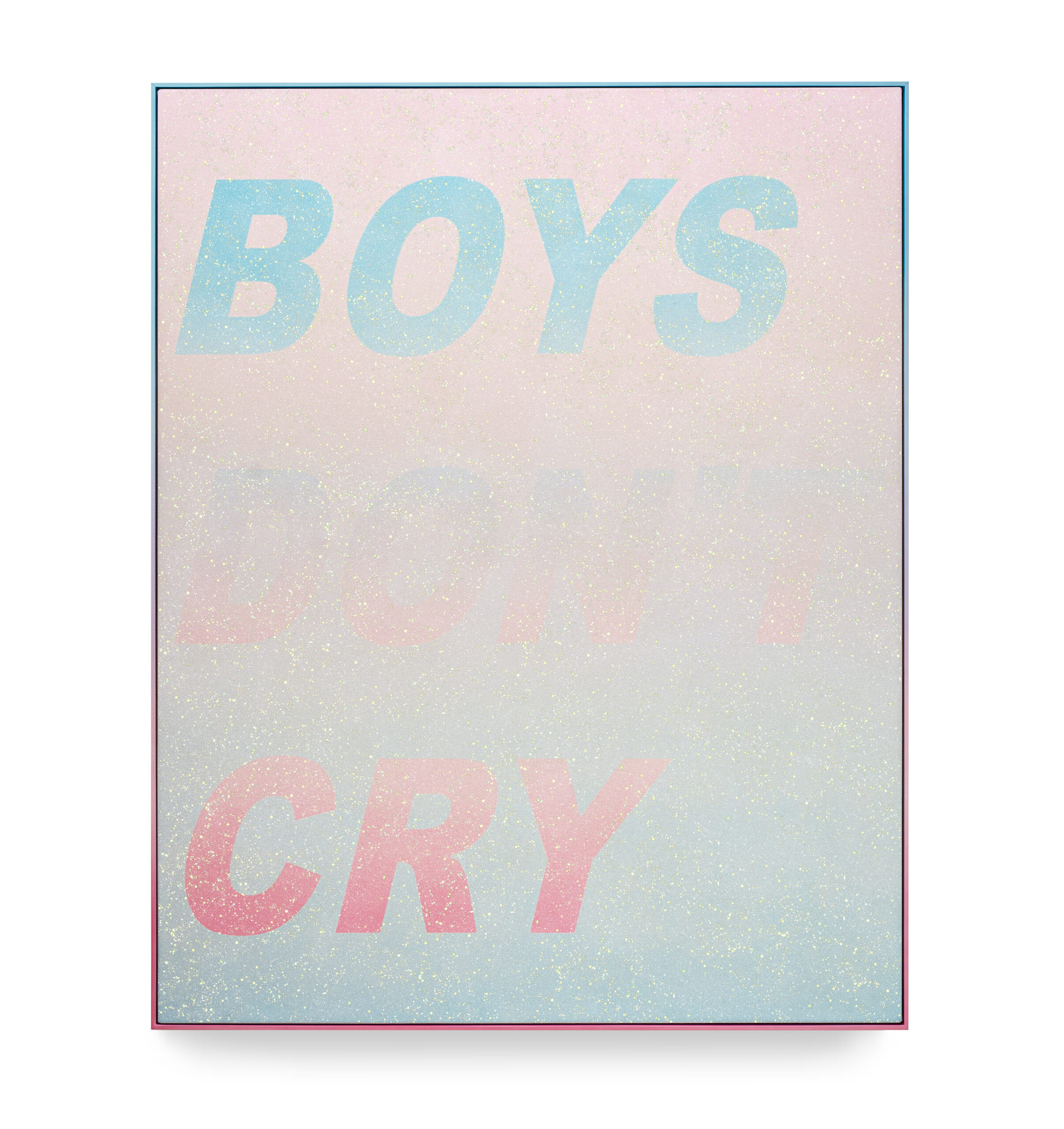  Rosie Mudge. Hiding All the Tears in My Eyes Cause, (Boys Don’t Cry), 2023. Automotive paint and glitter glue on canvas. 152 x 122cm. (Courtesy of SMAC)