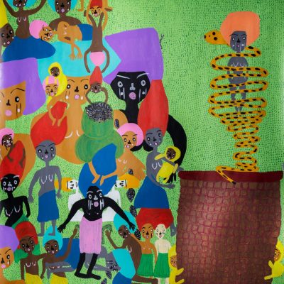 Ibomvu & Mixed Media on Fabriano paper artwork by Charity Vilakazi
